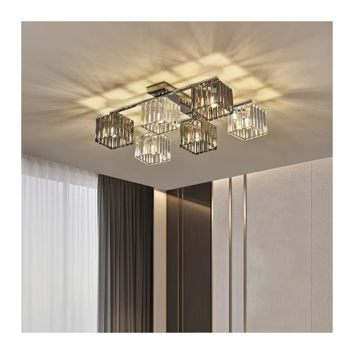 SaloEElaitte Moderne LED-Deckenleuchte in Chrom mit K9 Kristall-Kronleuchter als Kunstdekoration für dein Wohnzimmer - Bild 2
