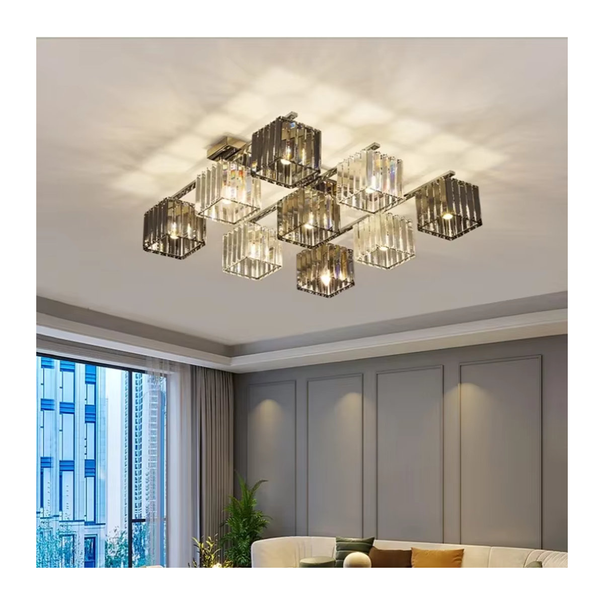 SaloEElaitte Moderne LED-Deckenleuchte in Chrom mit K9 Kristall-Kronleuchter als Kunstdekoration für dein Wohnzimmer - Bild 3