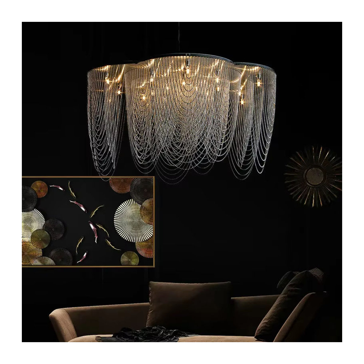 SaloEElaitte Moderne LED-Pendelleuchte aus Stahl mit G9-Fassung in Schwarz und Silber - Bild 1