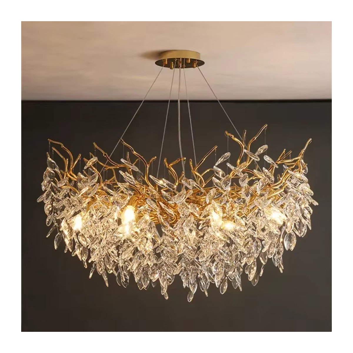 SaloEElaitte Moderne LED Pendelleuchte Zweig Design in Gold mit Kristallglas für das Esszimmer - Bild 3