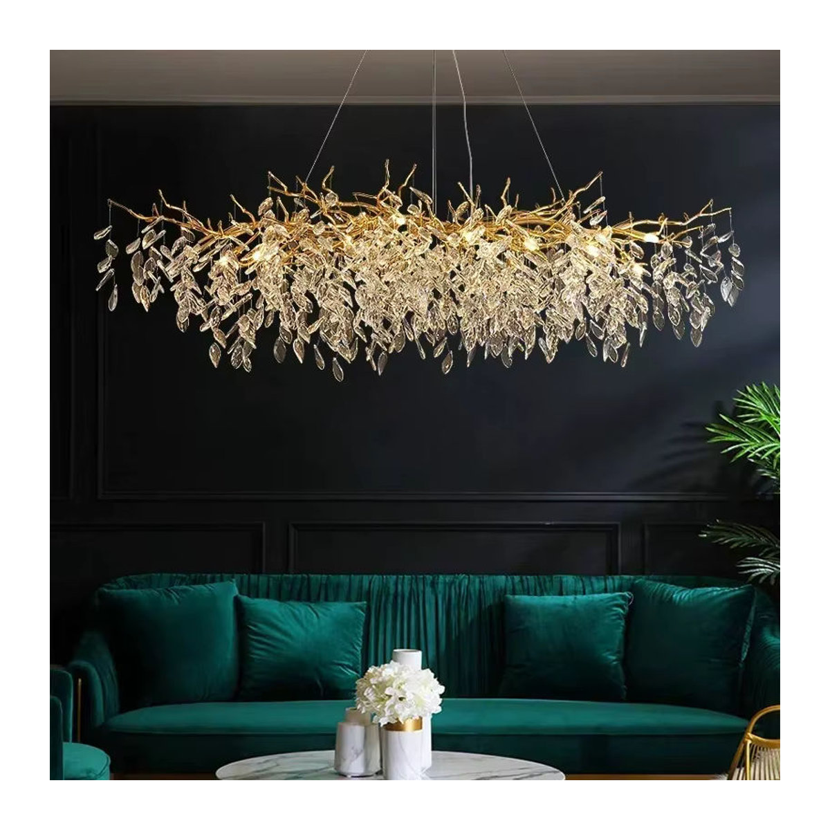 SaloEElaitte Moderne LED Pendelleuchte Zweig Design in Gold mit Kristallglas für das Esszimmer - Bild 4