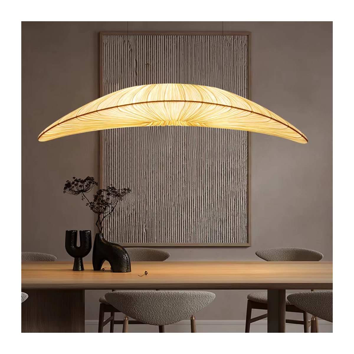 SaloEElaitte Pendelleuchte aus Stoff in Gelb im skandinavischen Wabi Sabi Design mit E27 Fassung - Bild 2