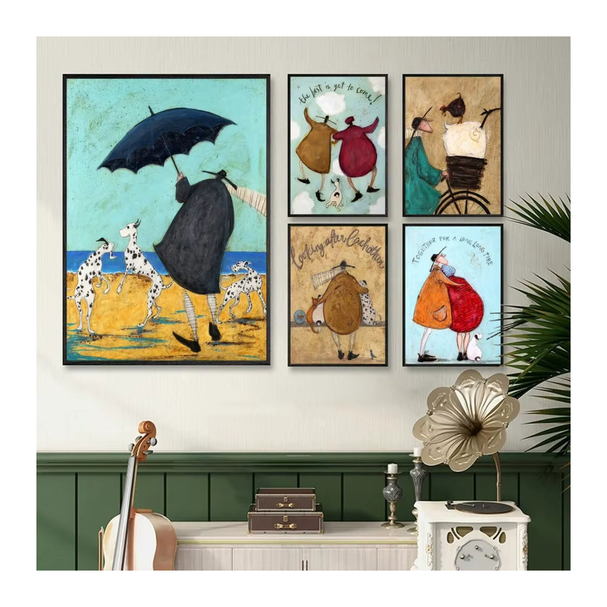 Sam Toft Abstrakte Landschaft Liebe Hunde Wandaufkleber Mehrfarbig Wasserfestes Papier Poster zur Wanddekoration - Bild 2