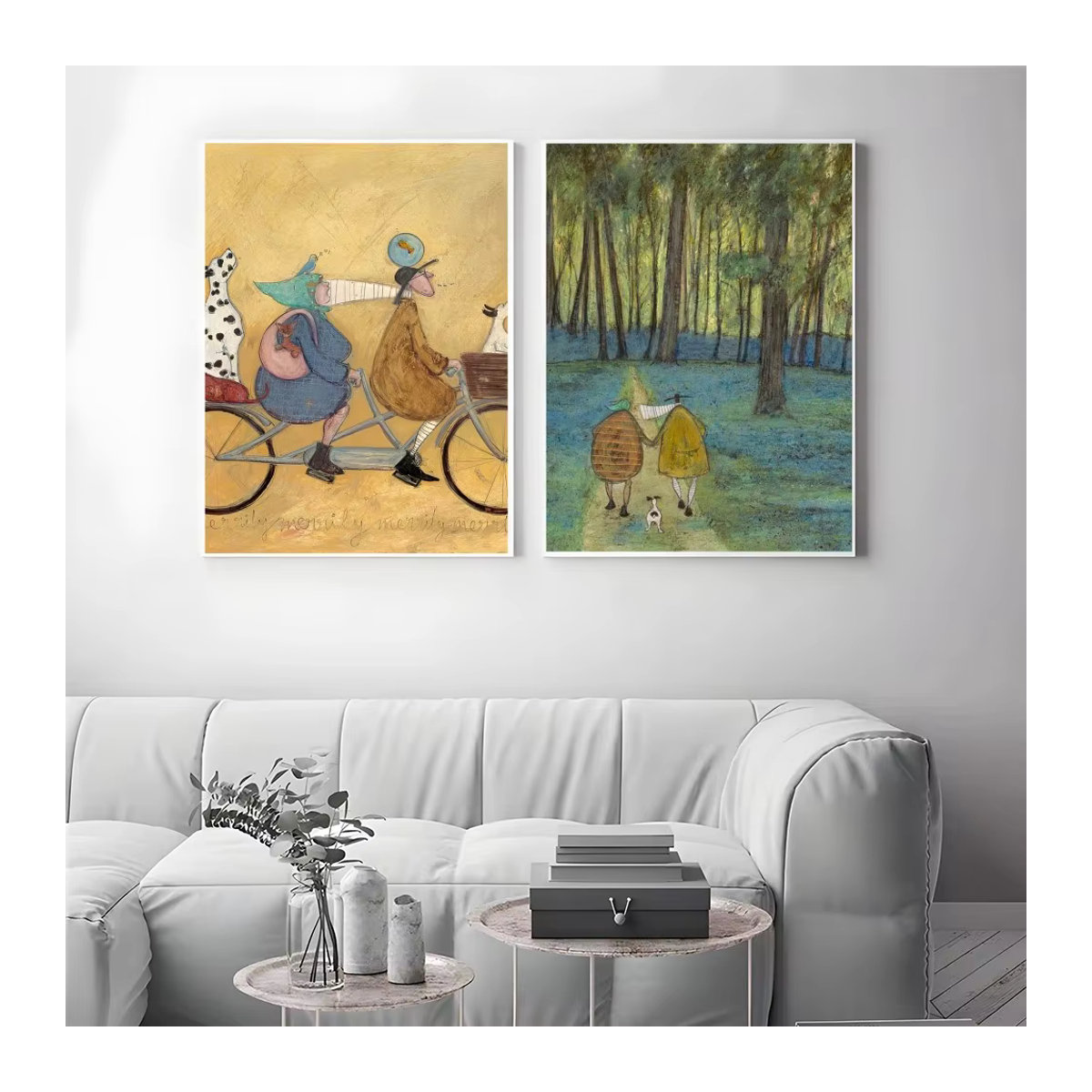 Sam Toft Abstraktes Landschafts Poster mit Hunden, Selbstklebendes Wandbild aus Papier, Mehrfarbig, Hochformat - Bild 4