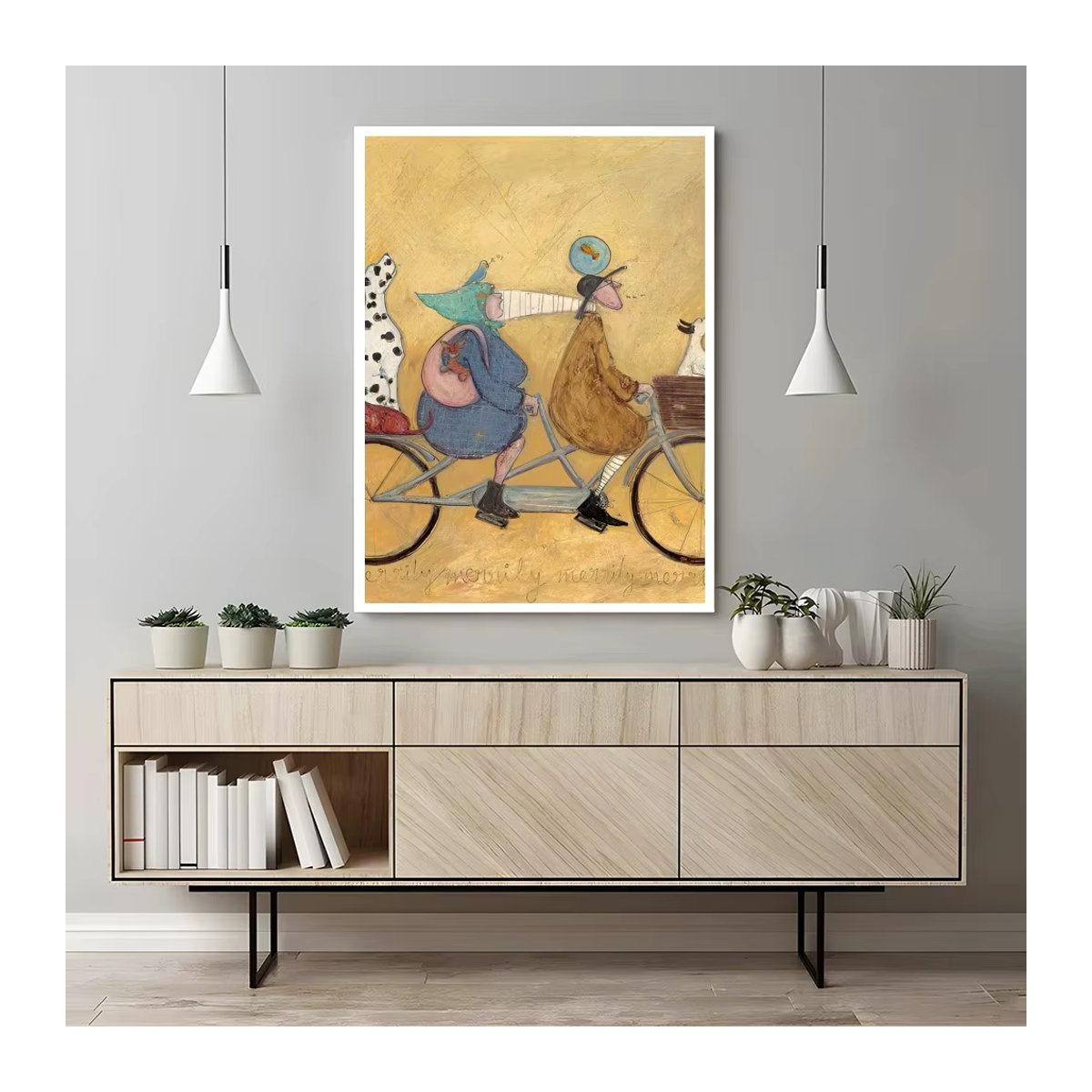 Sam Toft Abstraktes Landschafts Poster mit Hunden, Selbstklebendes Wandbild aus Papier, Mehrfarbig, Hochformat - Bild 5