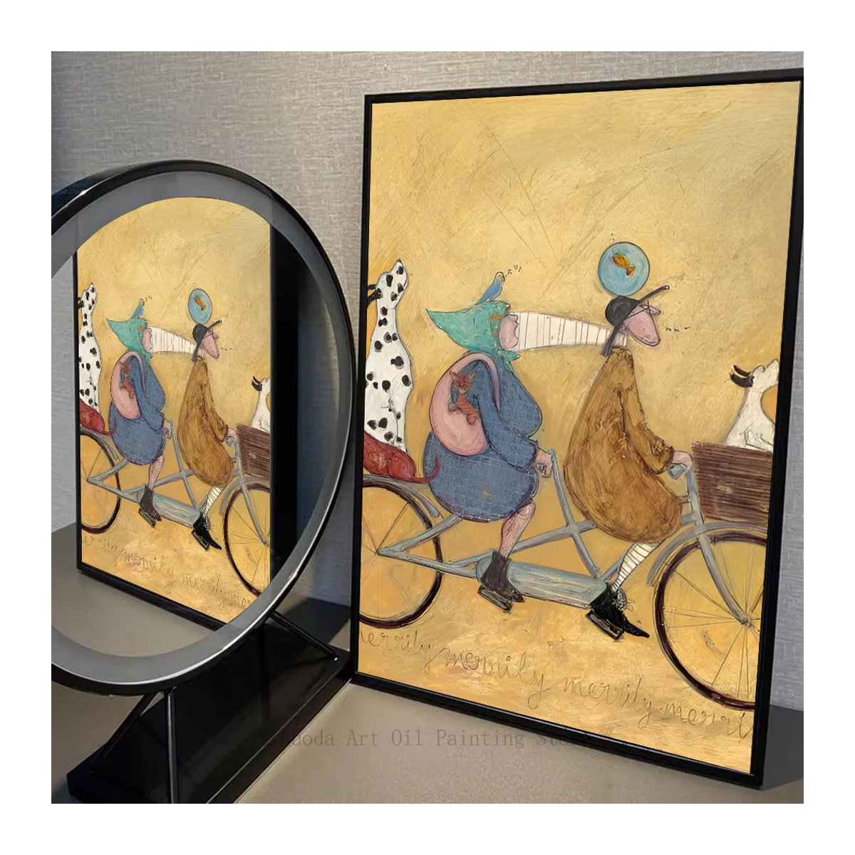 Sam Toft Abstraktes Landschafts Poster mit Hunden, Selbstklebendes Wandbild aus Papier, Mehrfarbig, Hochformat - Bild 6