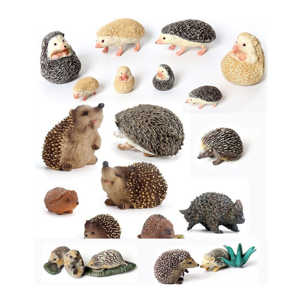 SamKaLa Wild Life Tierfiguren Set aus Kunststoff, Realistische Igel und Ameisenbären Figuren in Mehrfarbig, Kognitives Spielzeug und Desktop Dekoration für Kinder - Bild 1