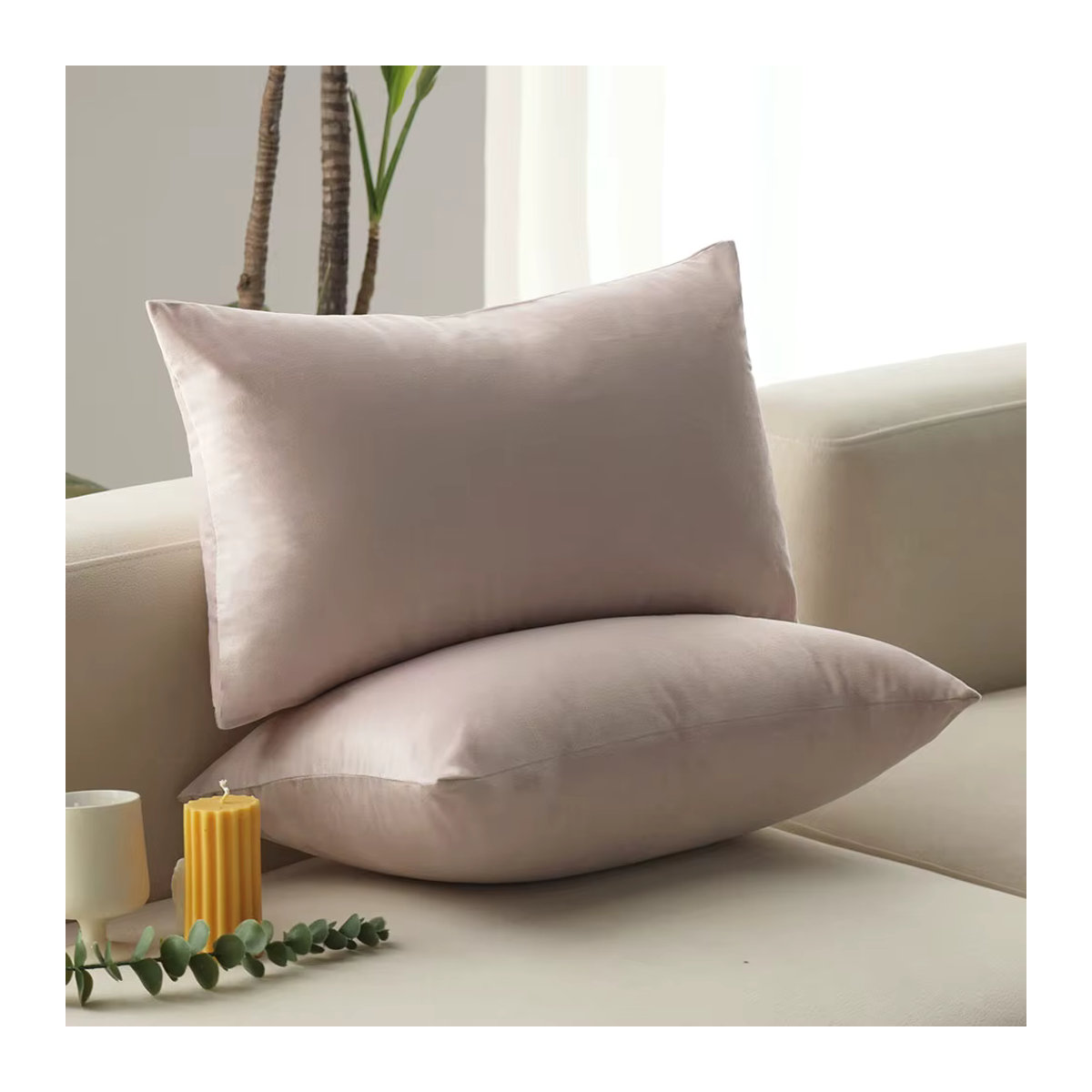 Samt Kissenbezug von CANIRICA in Rosa, B/H: 30 x 50 cm - Bild 1