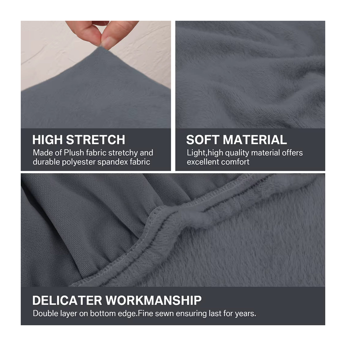 Samt Stretch Couch Kissenbezug aus Plüsch in Coffee als Sofa Kissen Schonbezug und Möbel Schutz für dein Sofa oder Loveseat - Bild 3