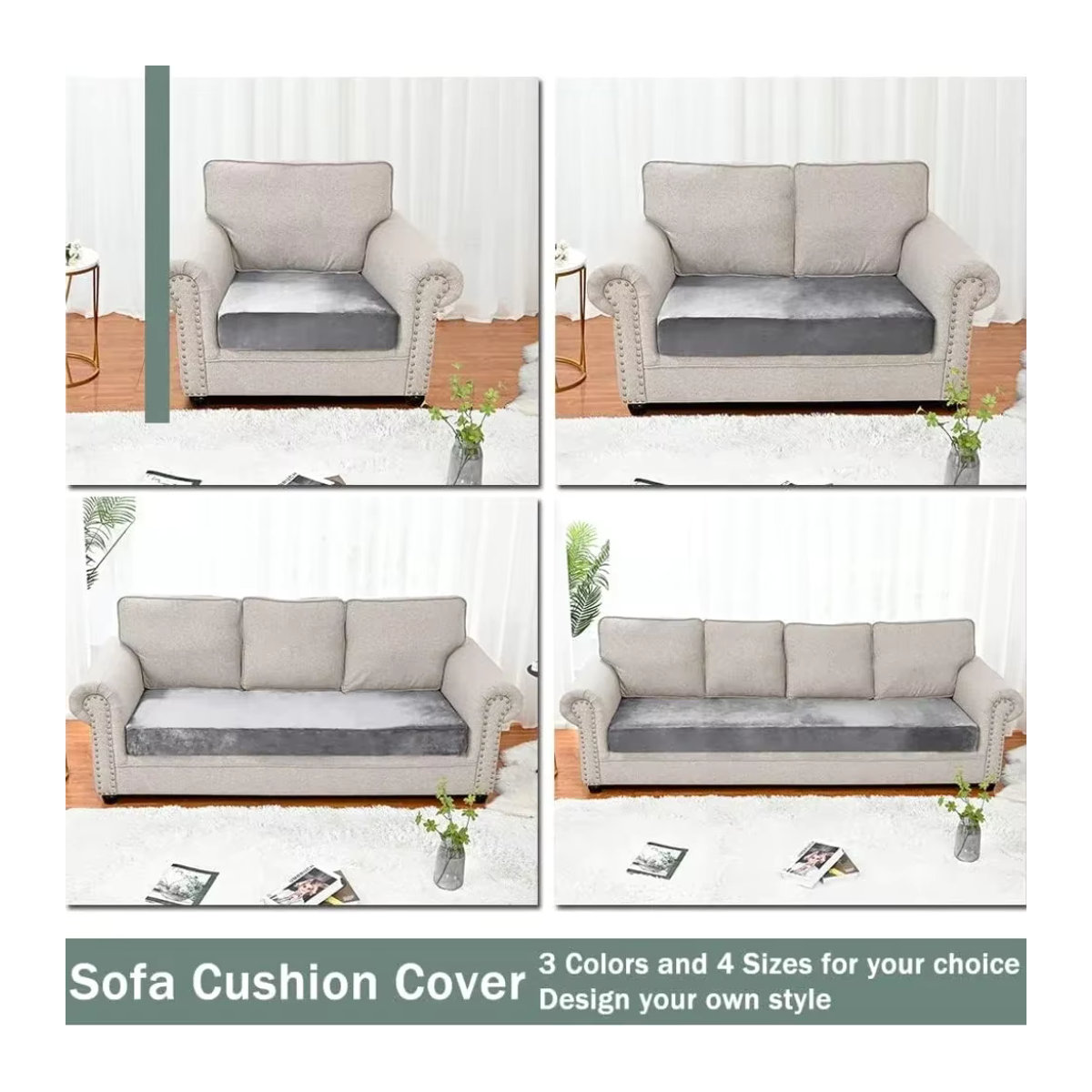 Samt Stretch Couch Kissenbezug aus Plüsch in Coffee als Sofa Kissen Schonbezug und Möbel Schutz für dein Sofa oder Loveseat - Bild 4
