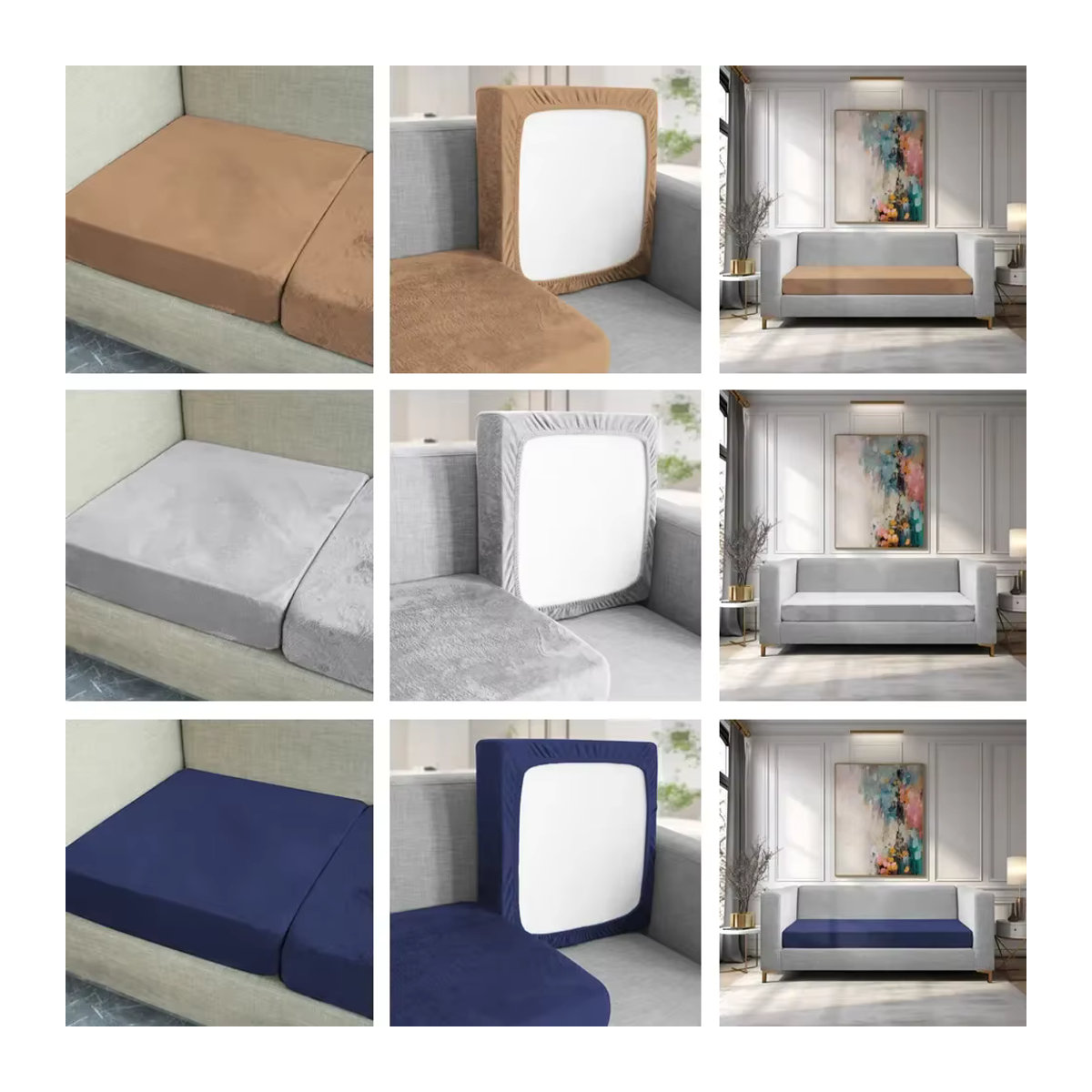 Samt Stretch Couch Kissenbezug aus Plüsch in Coffee als Sofa Kissen Schonbezug und Möbel Schutz für dein Sofa oder Loveseat - Bild 5