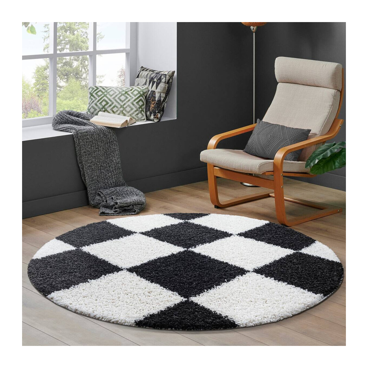 Sanat Hochflorteppich MILANO in Schwarz und Mehrfarbig, Breite: 120 cm - Bild 2