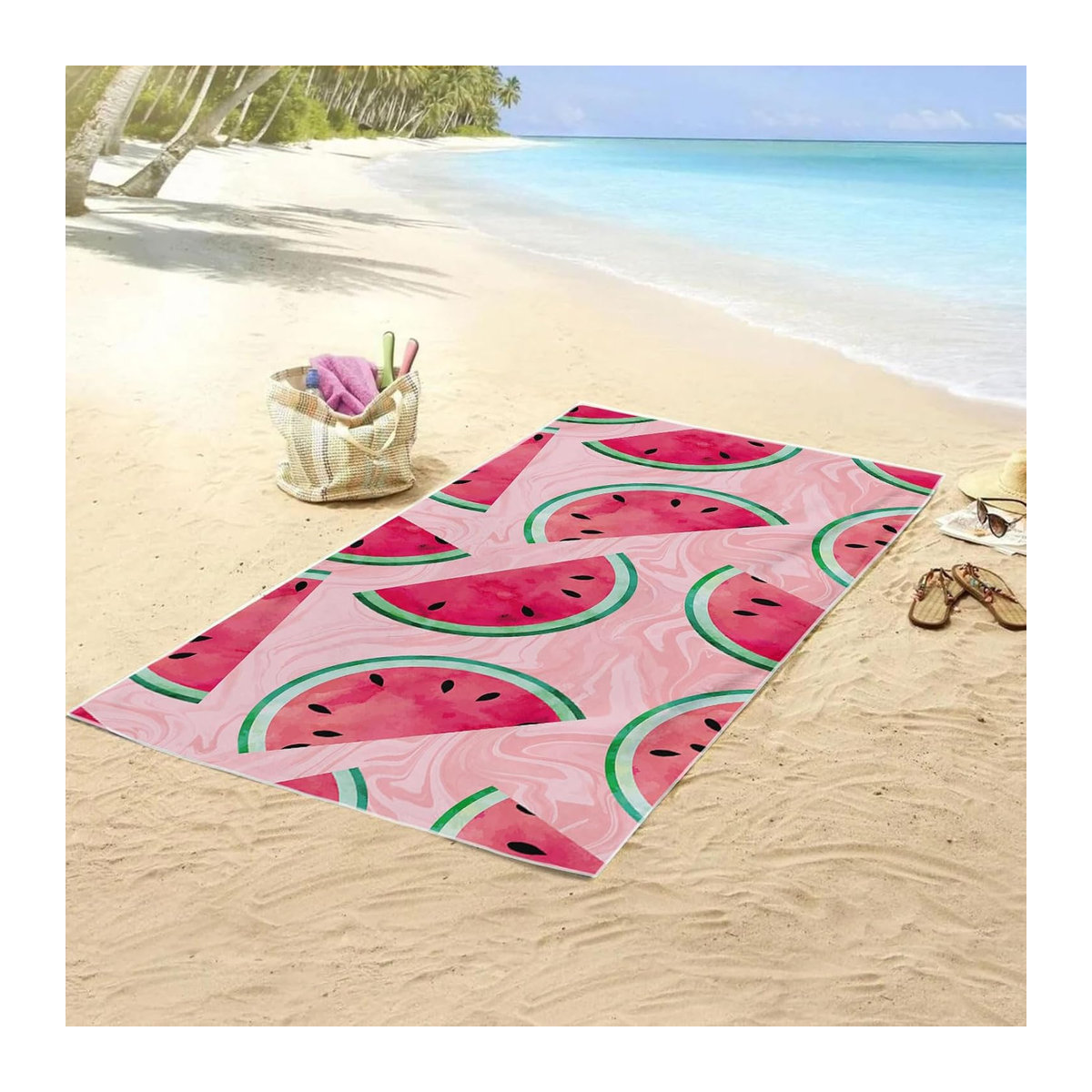 Sandfreies Strandtuch Shanika Chen Rosa Wassermelone, Breite: 30 cm, Höhe: 60 cm - Bild 1
