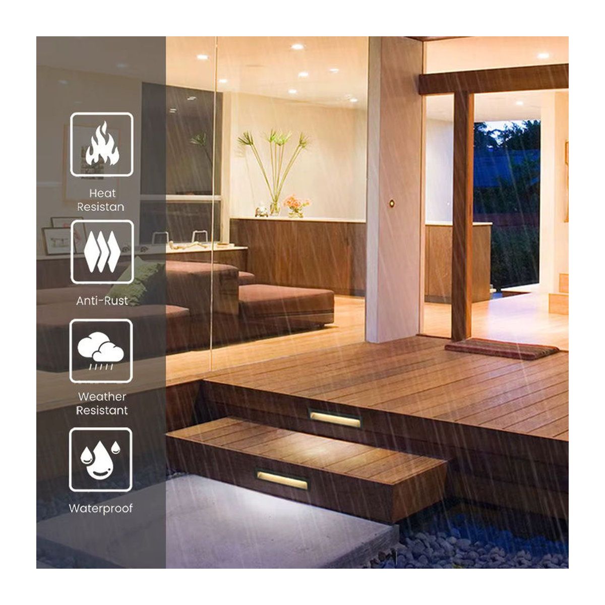 Sandiy Aluminium Wandleuchte IP65 Weiß Minimalistische Außenbeleuchtung für Treppen und Terrassen - Bild 2