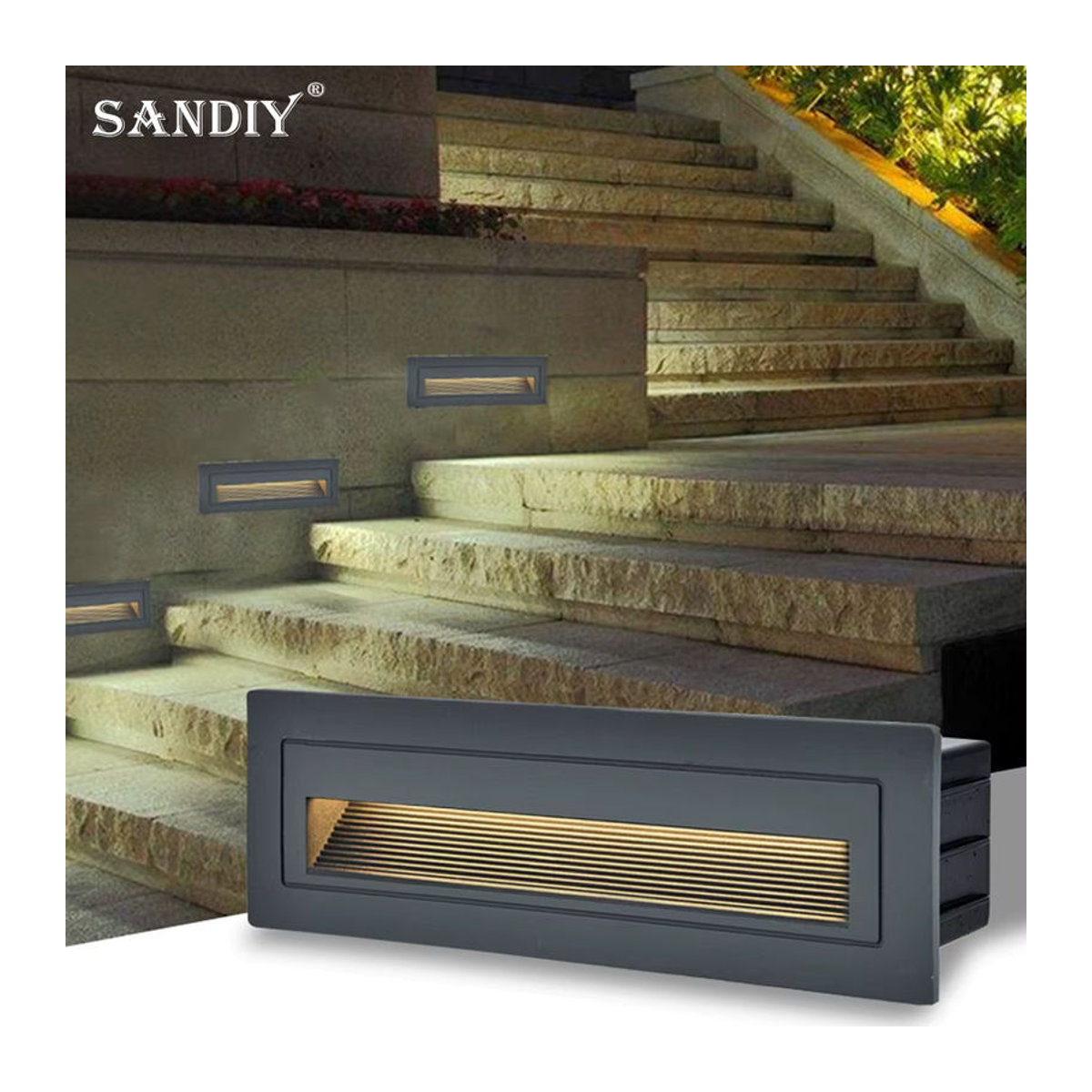 Sandiy Aluminium Wandleuchte IP65 Weiß Minimalistische Außenbeleuchtung für Treppen und Terrassen - Bild 3