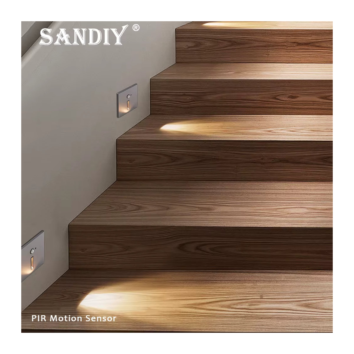 SANDIY LED Wandleuchte mit Bewegungssensor in Silber im skandinavischen Design als Nachtlicht für Treppen, Schlafzimmer und Schränke - Bild 2