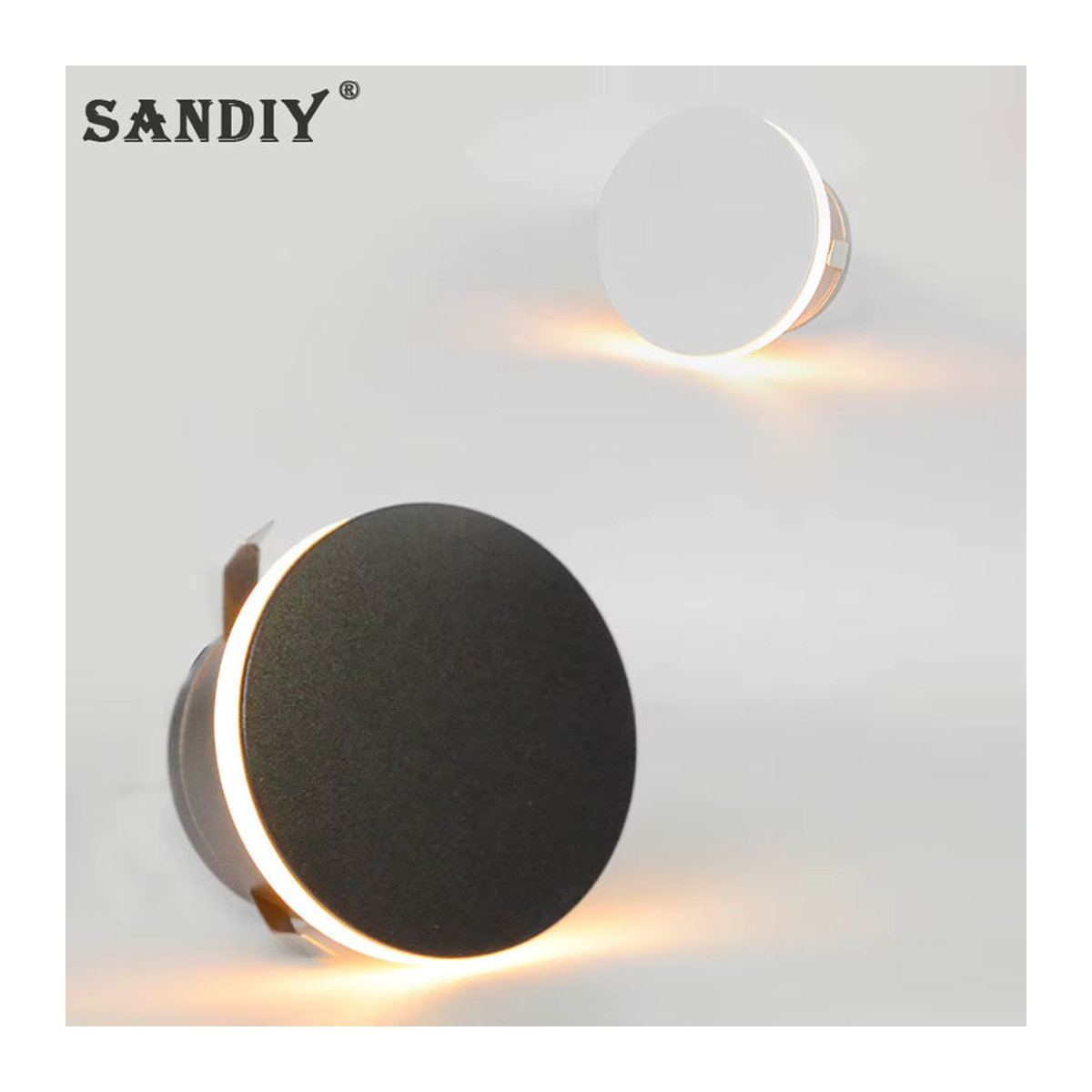 Sandiy LED Wandleuchte runde Stufenbeleuchtung für Innen und Außen in Weiß oder Schwarz - Bild 2