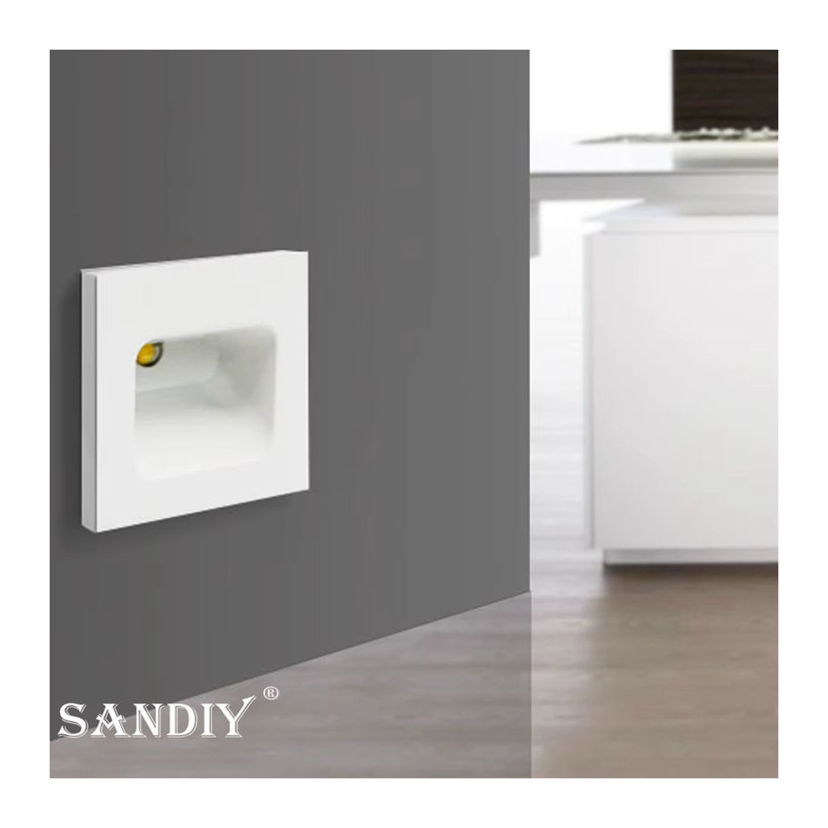 SANDIY Wandleuchte mit Bewegungssensor in Weiß, minimalistische Treppenbeleuchtung und Nachtlicht für Flur, Bad und Korridor - Bild 2