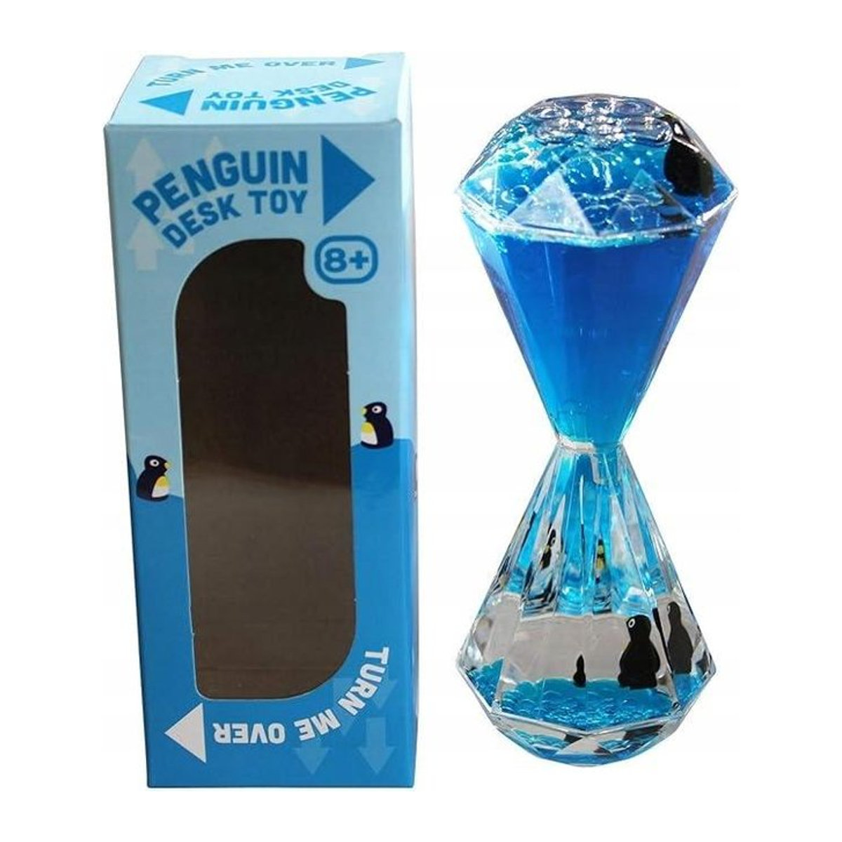 Sanduhr in Edelsteinform mit Pinguinen in Blau von Super Merchant - Bild 1