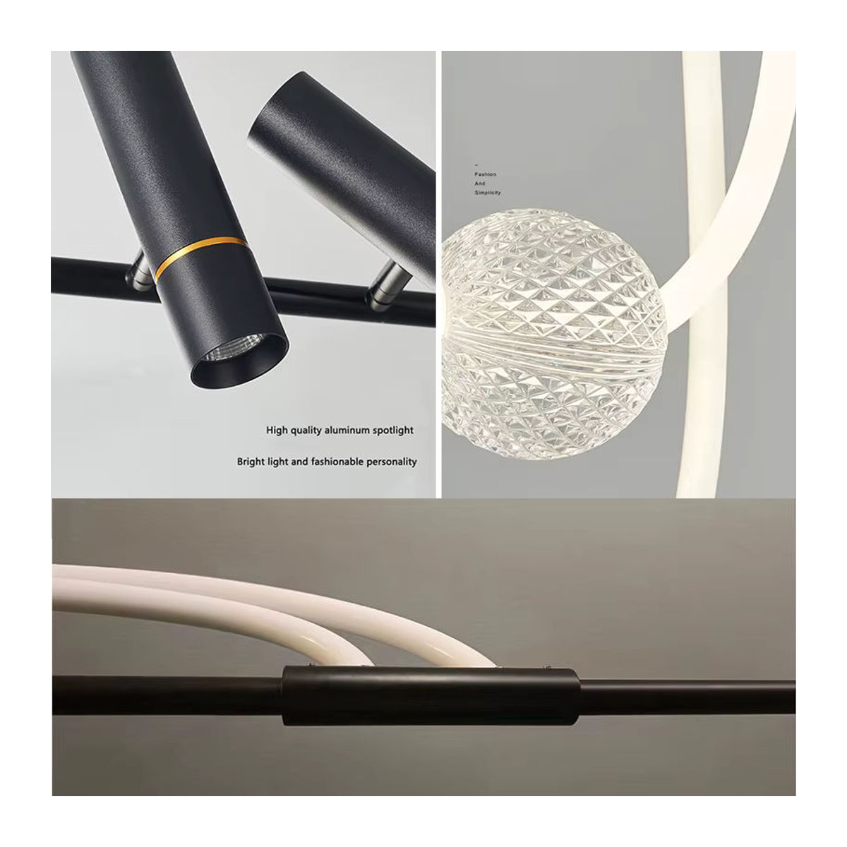 SANDYHA LED Kronleuchter im minimalistischen Nordic-Design aus Aluminium in Schwarz - Bild 4