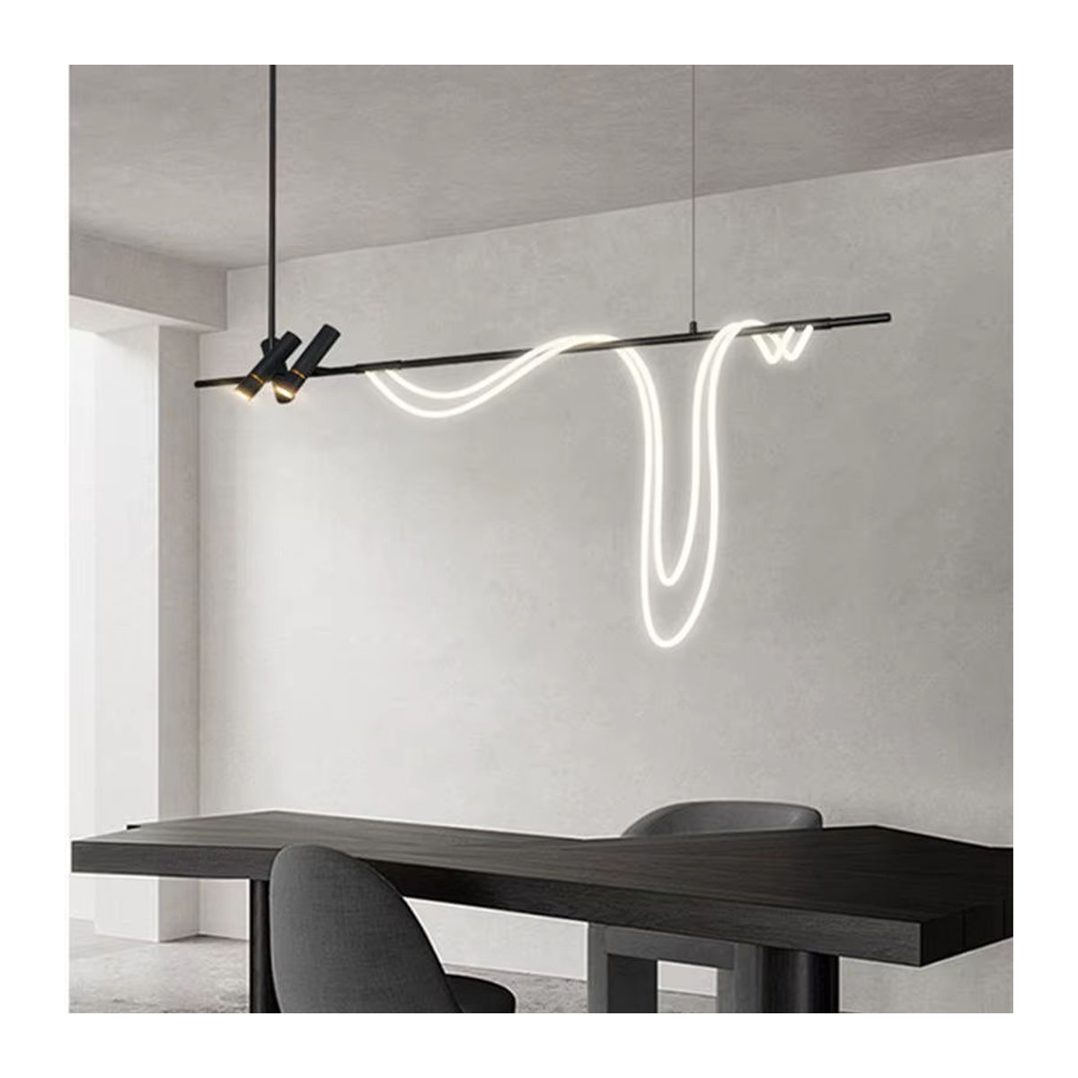 SANDYHA LED Kronleuchter im minimalistischen Nordic-Design aus Aluminium in Schwarz - Bild 5