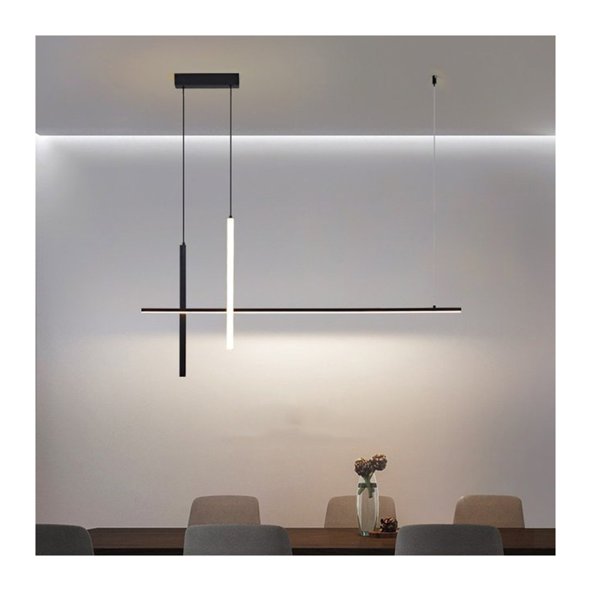 SANDYHA LED-Kronleuchter Modern Minimalistisch in Schwarz dimmbar - Bild 1