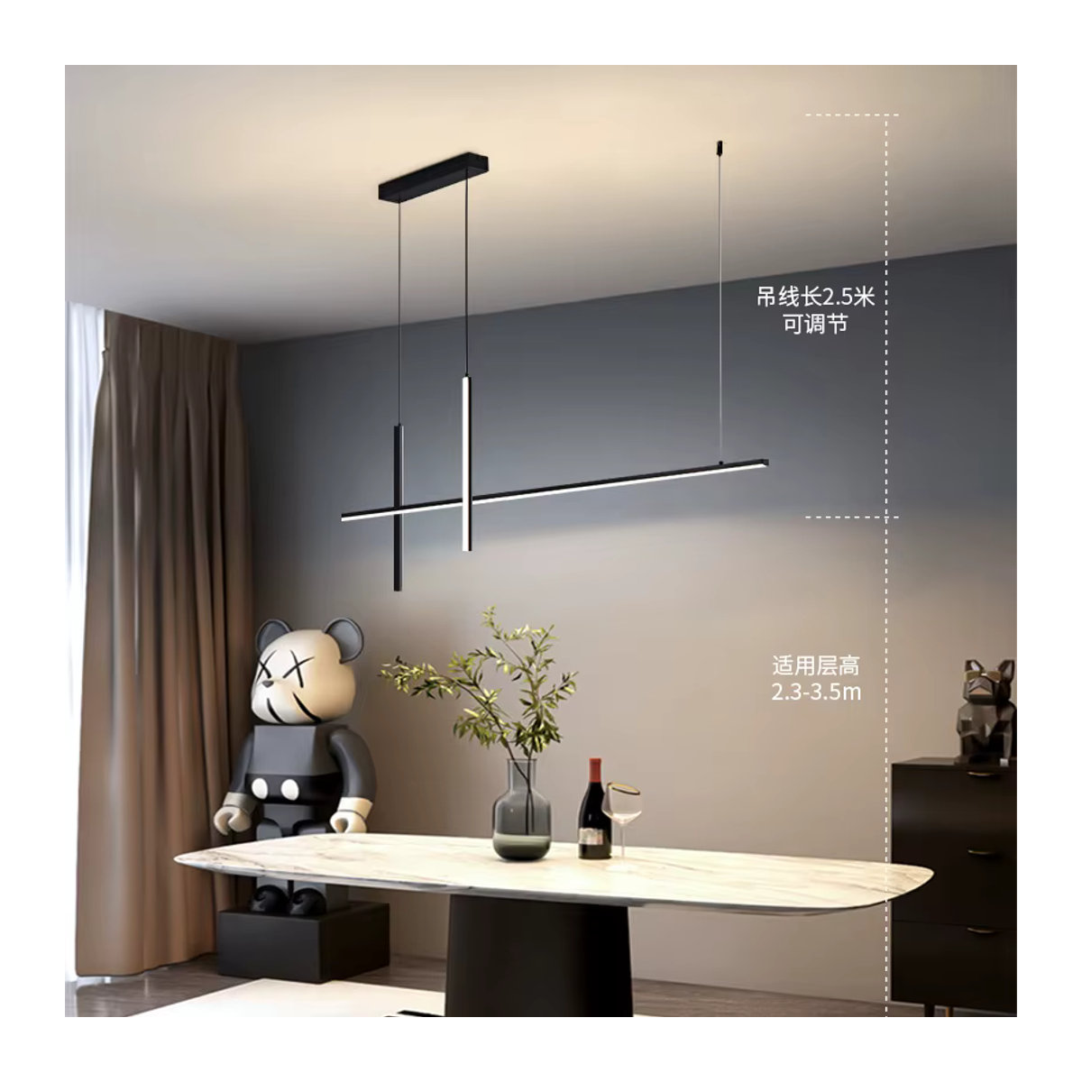 SANDYHA LED-Kronleuchter Modern Minimalistisch in Schwarz dimmbar - Bild 2