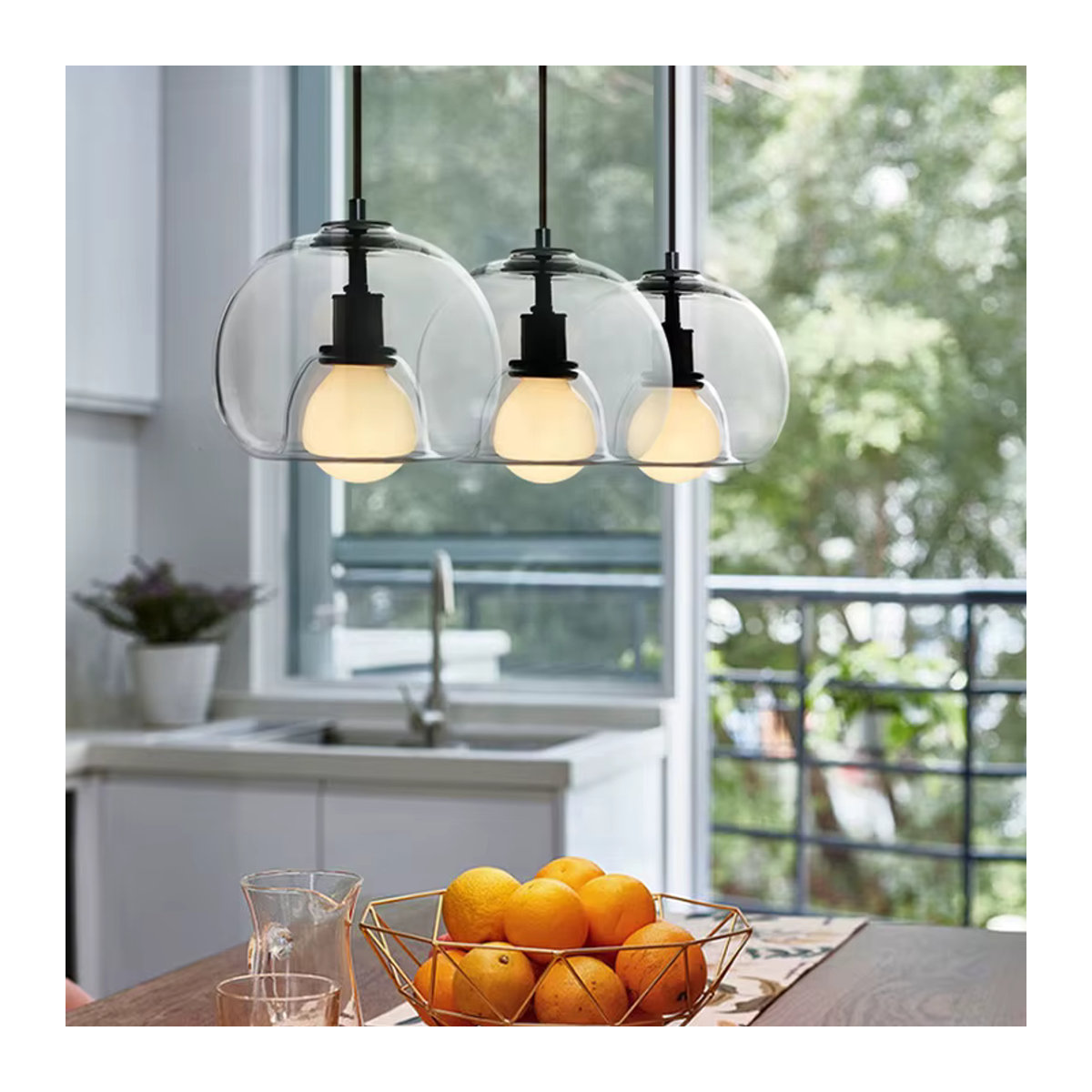 SANDYHA Moderne elliptische Glas-Pendelleuchte mit E27-Fassung in Grau oder Schwarz für warmweiße Beleuchtung - Bild 3