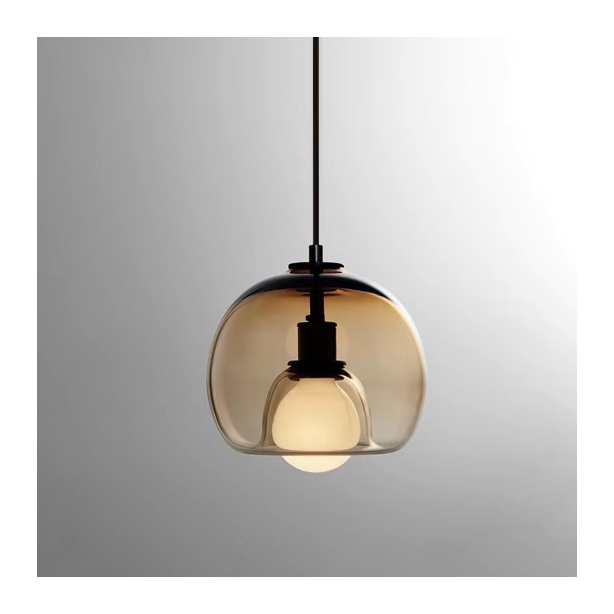 SANDYHA Moderne elliptische Glas-Pendelleuchte mit E27-Fassung in Grau oder Schwarz für warmweiße Beleuchtung - Bild 5