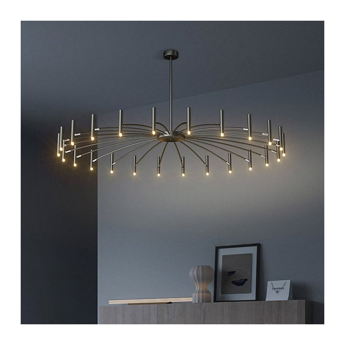 SANDYHA Moderner LED Kronleuchter aus Metall in Schwarz und Gold mit G9 Fassung für Wohnzimmer und Schlafzimmer - Bild 1