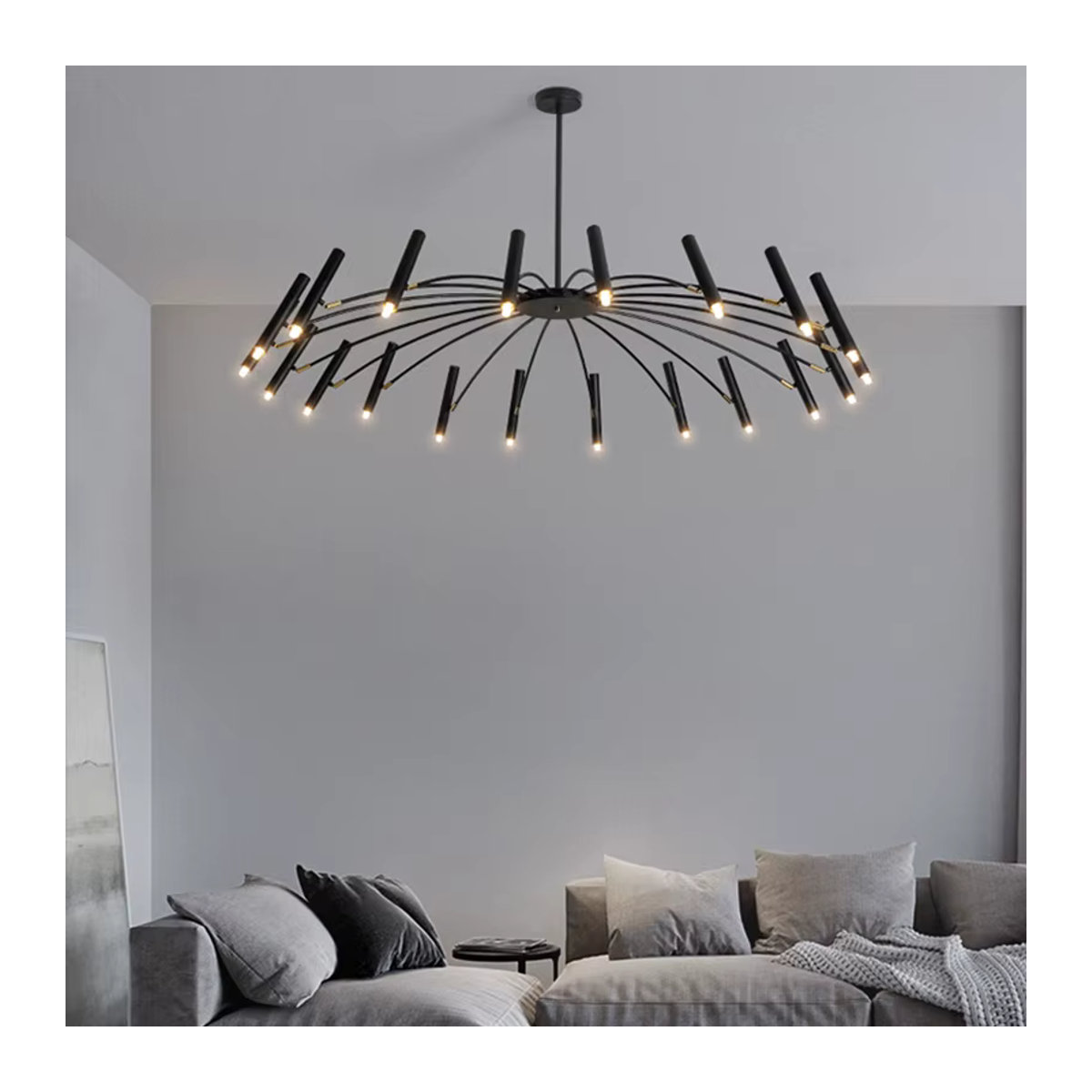 SANDYHA Moderner LED Kronleuchter aus Metall in Schwarz und Gold mit G9 Fassung für Wohnzimmer und Schlafzimmer - Bild 2