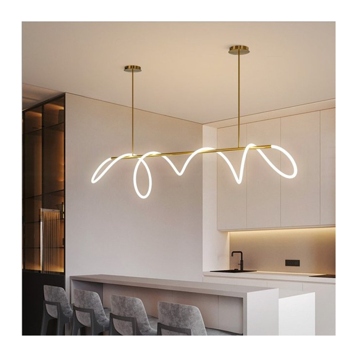 SANDYHA Nordic LED Schlauch-Kronleuchter im skandinavischen Design aus Metall für Esszimmer, Küche und Bar - Bild 1
