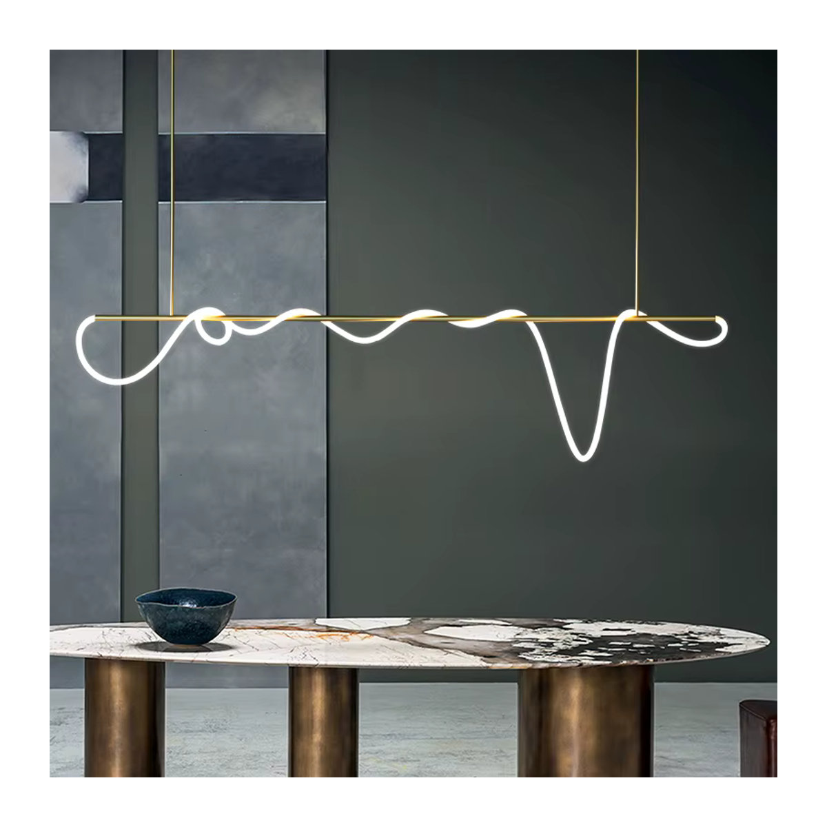 SANDYHA Nordic LED Schlauch-Kronleuchter im skandinavischen Design aus Metall für Esszimmer, Küche und Bar - Bild 2