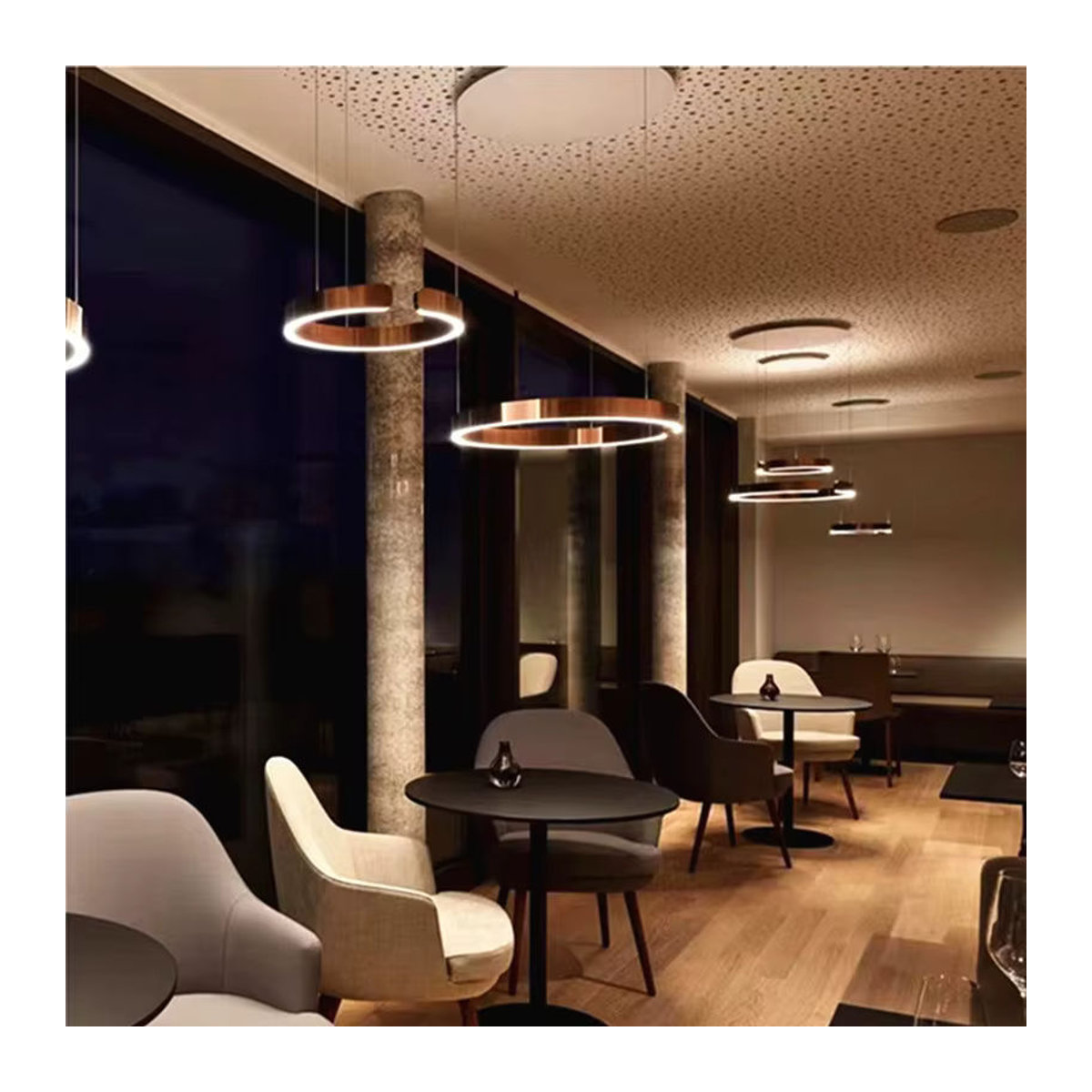SANDYHA Nordic Ring Pendelleuchte aus Metall, dimmbarer skandinavischer Kronleuchter für Esszimmer, Küche oder Insel - Bild 1