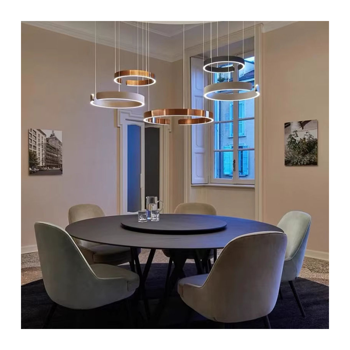 SANDYHA Nordic Ring Pendelleuchte aus Metall, dimmbarer skandinavischer Kronleuchter für Esszimmer, Küche oder Insel - Bild 2