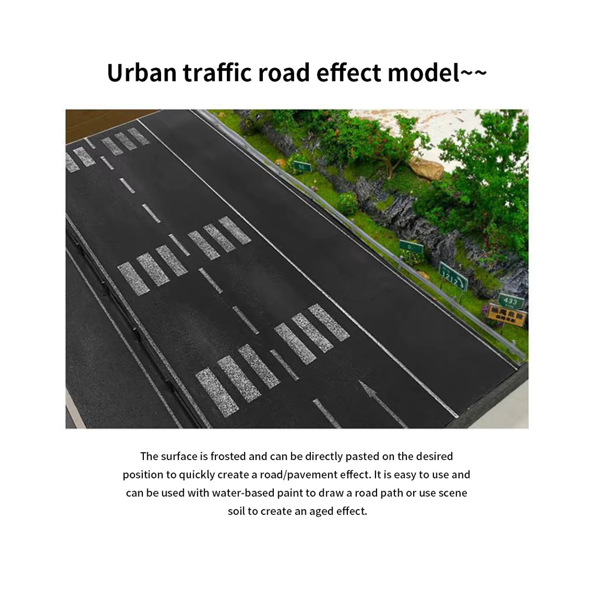 SANMERSEN Straßenaufkleber für Diorama-Simulation und Modellbau, Autobahn und städtische Landschaft, Grau/Schwarz, PVC-Material - Bild 3