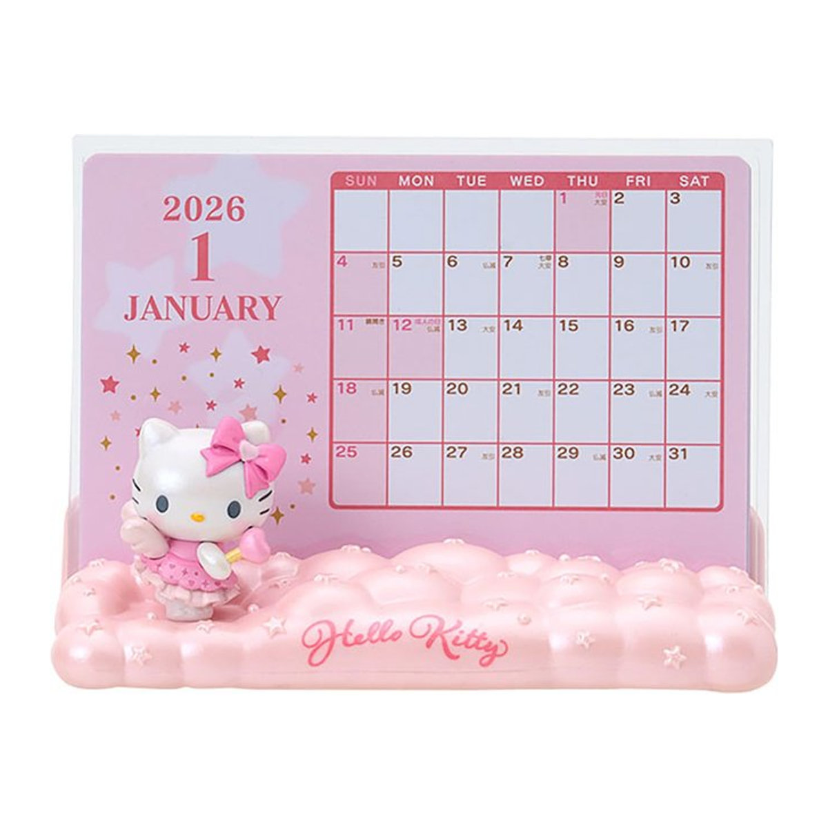Sanrio Hello Kitty Schreibtischkalender mit Maskottchen in Pink, Modell 622885 - Bild 1