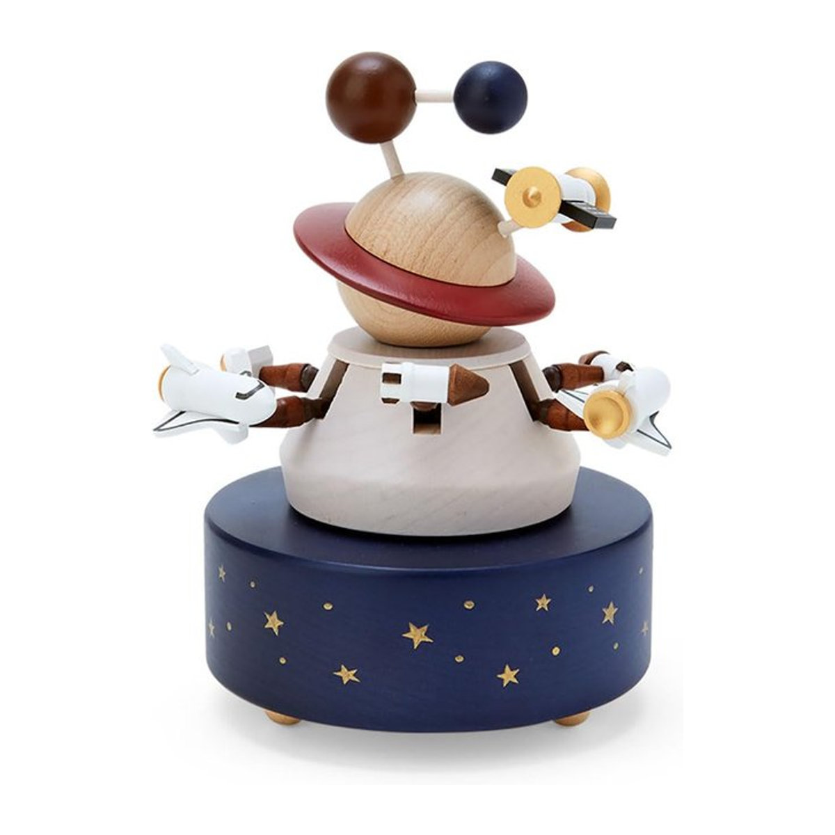 Sanrio Holz Spieluhr mit Raumschiffen und Astronauten, B/T/H: 14,5 x 10,0 x 10,0 cm - Bild 1