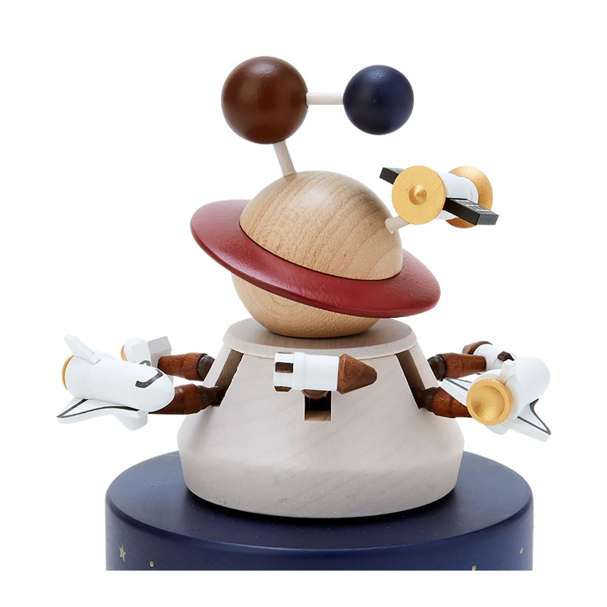 Sanrio Holz Spieluhr mit Raumschiffen und Astronauten, B/T/H: 14,5 x 10,0 x 10,0 cm - Bild 2