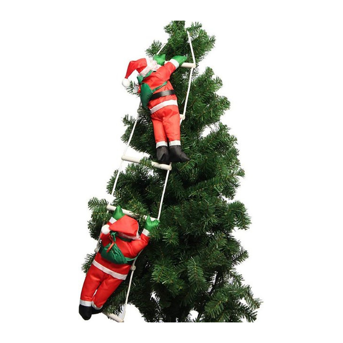 Santa Claus Kletterleiter Weihnachtsbaum Anhänger mit Seil in Rot - Bild 1