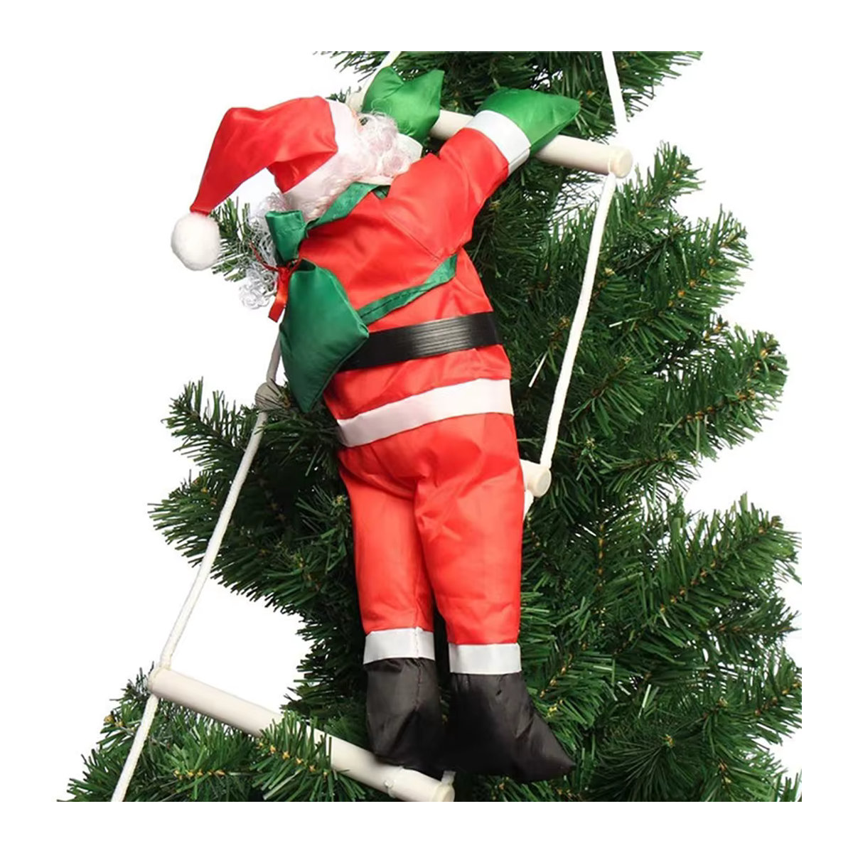 Santa Claus Kletterleiter Weihnachtsbaum Anhänger mit Seil in Rot - Bild 2