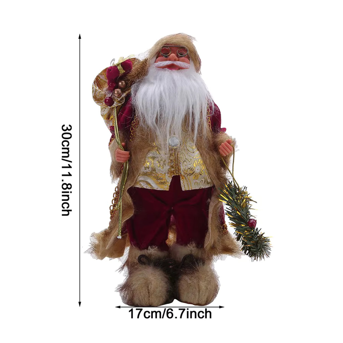 Santa Claus Puppe als Weihnachtsdekoration in Rot, Höhe: 30 cm - Bild 2