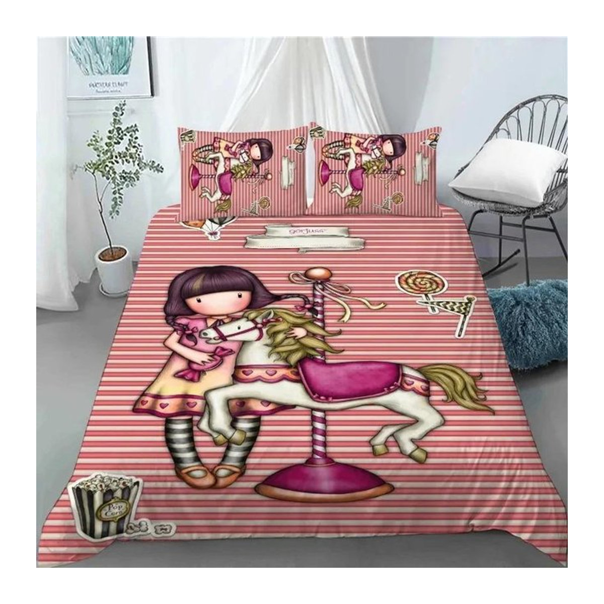 Santoro Gorjuss Bettwäsche Kollektion mit 3D-Druck, Bettbezug für Mädchen, 2-teilig, B: 70 cm, L: 133 cm - Bild 1