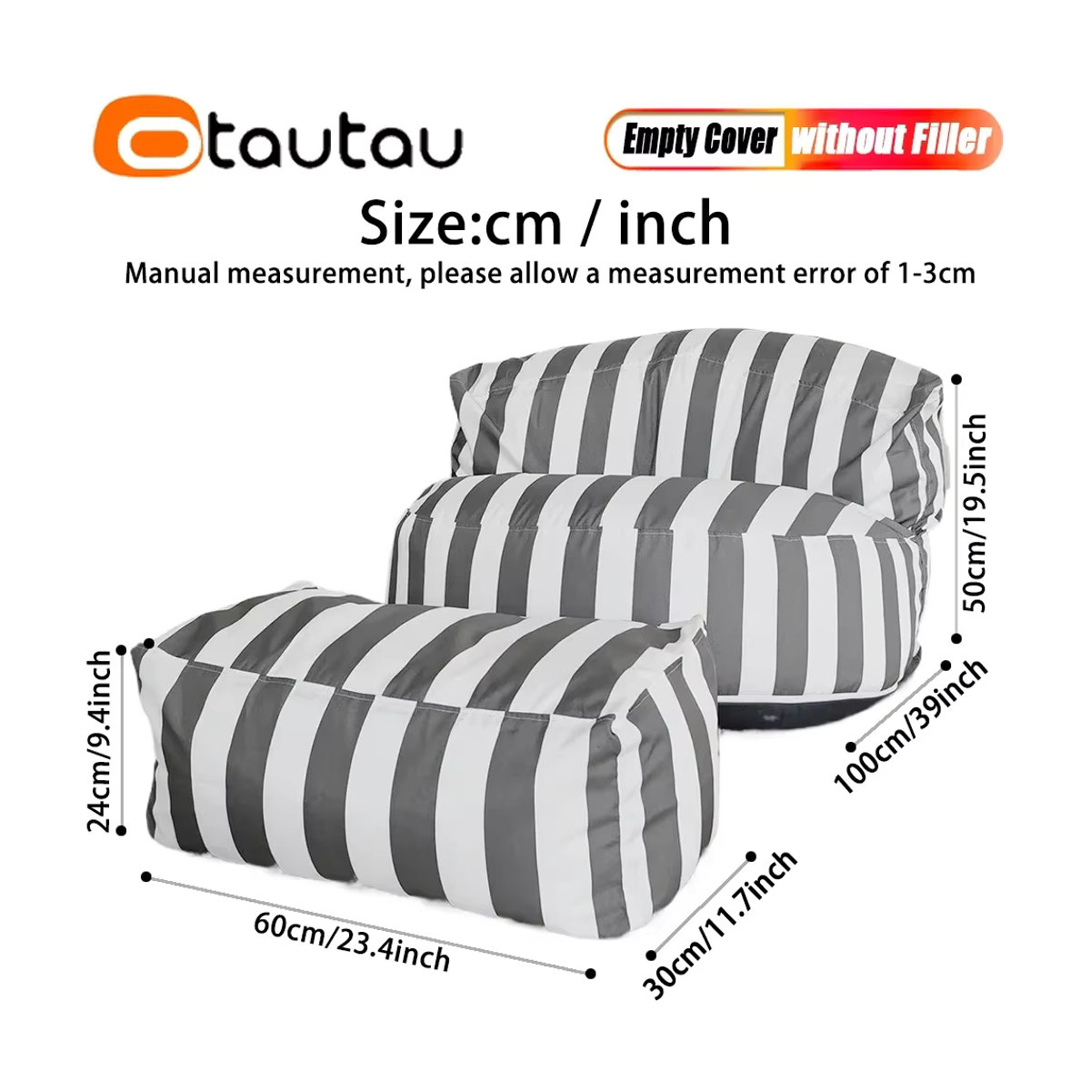 Saon Sitzsack Abdeckung mit Innenfutter und wasserdichtem Außenmaterial für Pool und Außenbereich, Modell SF207, ohne Füllung, Farben: Grün oder Schwarz/Weiß - Bild 5