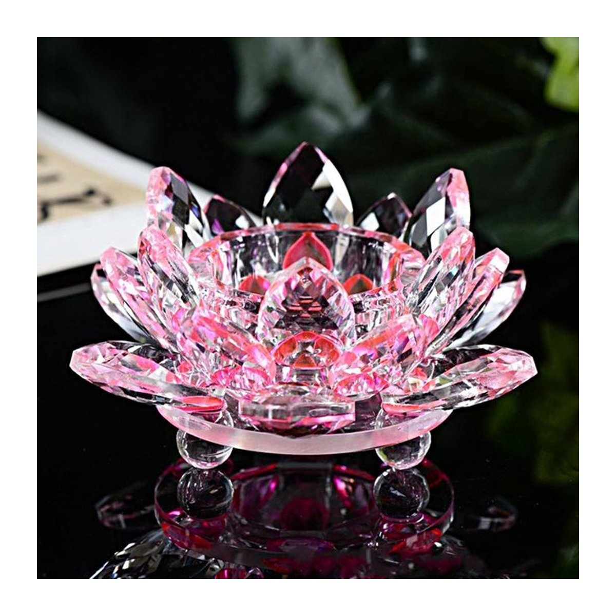 Sasky Lotus Kerzenhalter aus Kristallglas in Transparent, elegante handgefertigte Tischdekoration - Bild 1