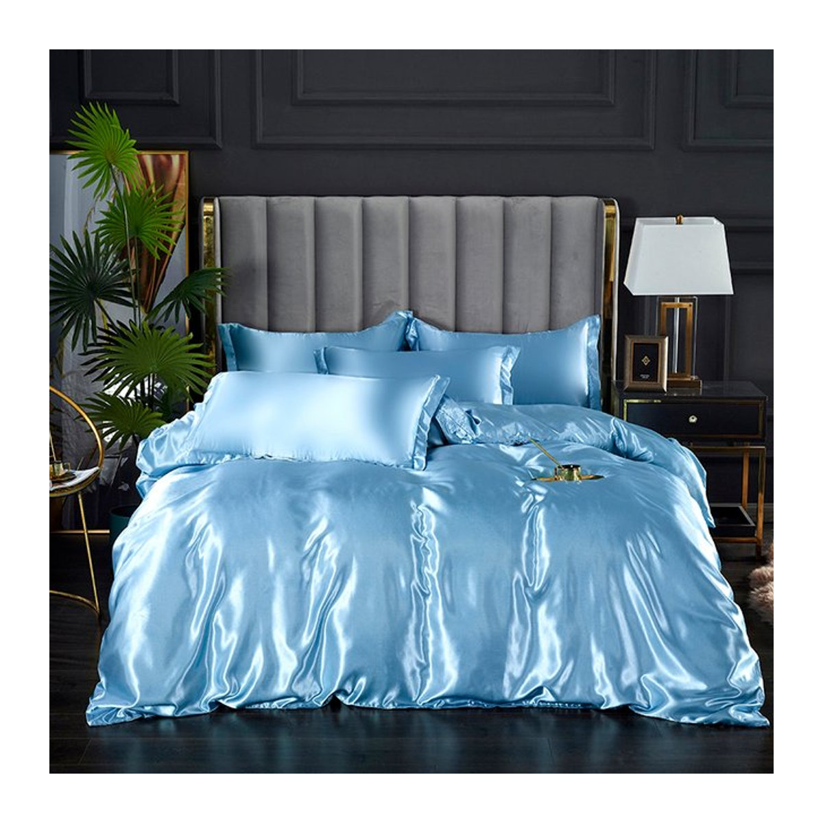 Satin-Bettwäsche Set Queen-Size Bettbezug 230 x 260 cm ohne Kissenbezug - Bild 1