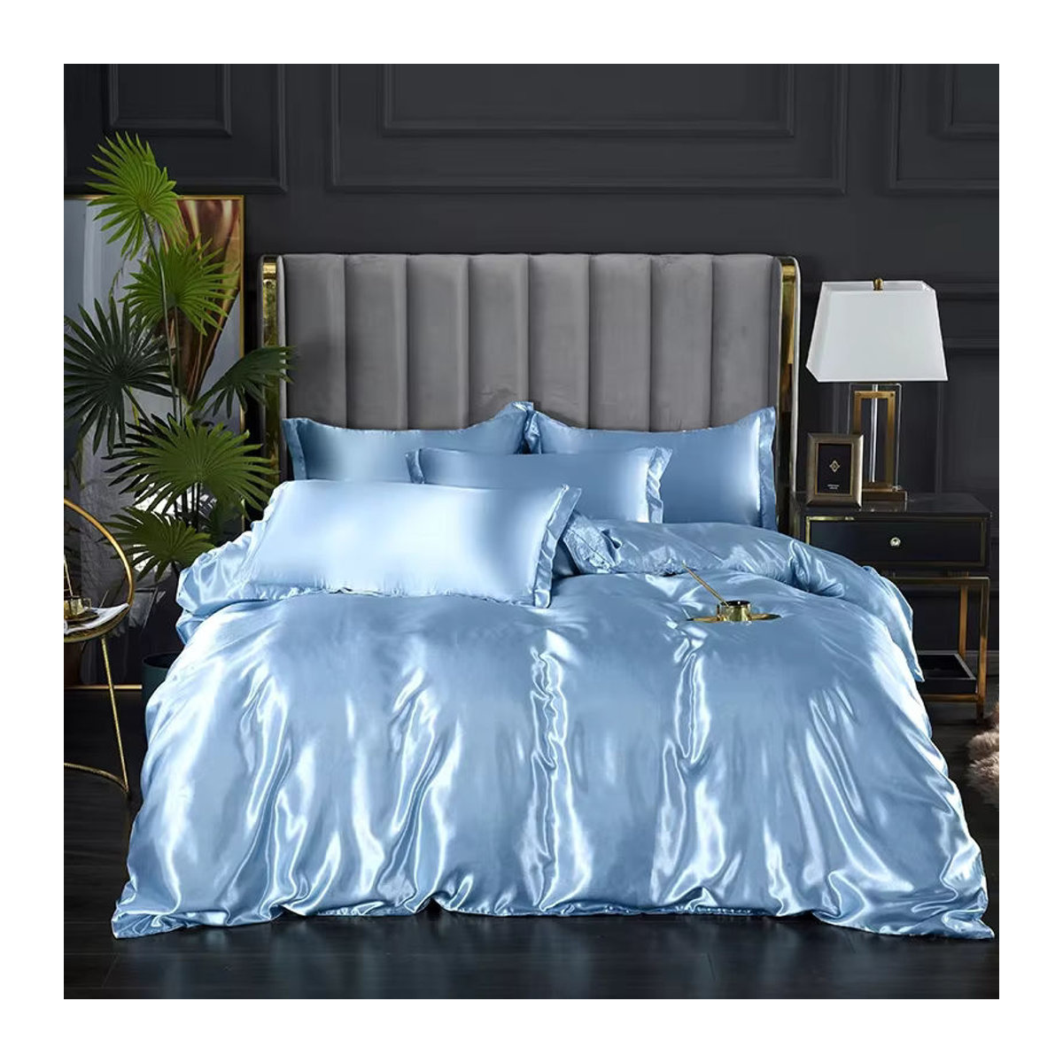 Satin-Bettwäsche Set Queen-Size Bettbezug 230 x 260 cm ohne Kissenbezug - Bild 2