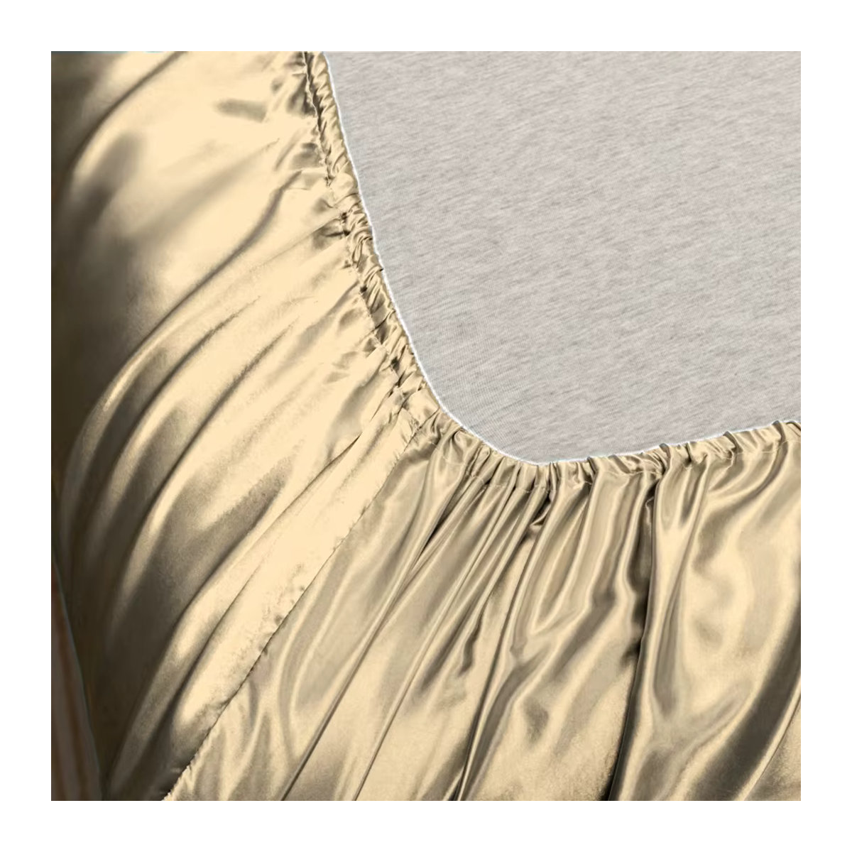 Satin Craft 3-teiliges Bettwäsche-Set aus Satin mit Spannbettlaken und Kissenbezügen in Beige - Bild 3