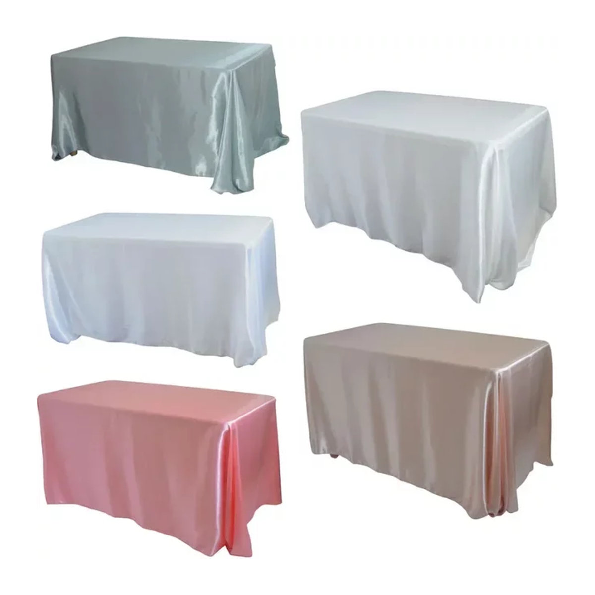 Satin-Tischdecken-Overlays für Hochzeiten und Partys in Weiß, Rot oder Rosa, B/B: 145 x 180 cm - Bild 1