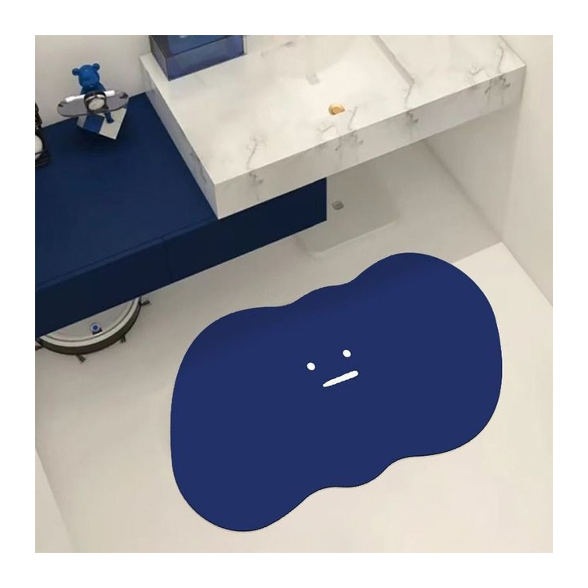 Saugfähige Badezimmerfußmatte in Blau, schnell trocknende und rutschfeste Bodenmatte für Toilette und Haushalt - Bild 1